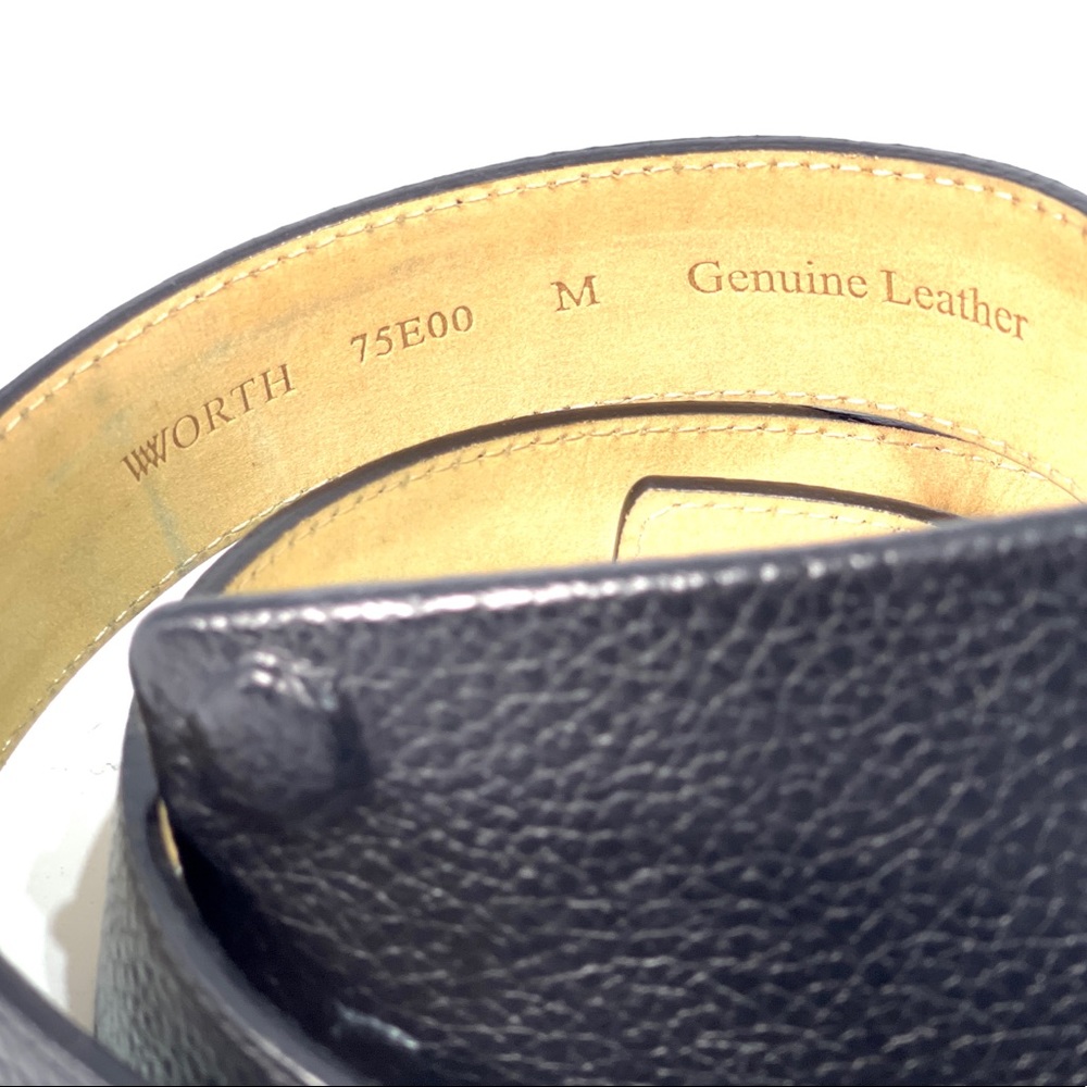 W by WORTH | Pebble Leather Belt | Leather Covered Bolts on Plaque - Picture 7 of 8